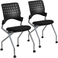Flash Furniture HERCULES Series Ladder Back Mahogany Wood Restaurant Chair - Black Vinyl Seat - 2 Pack-Set of 2 Training/Conference Room Chairs