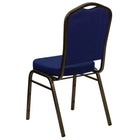 Flash Furniture – Chaises empilables Hercules de la série Crown avec motifs bleu marin et cadre en or, 4/pqt-Conception à dossier couronne