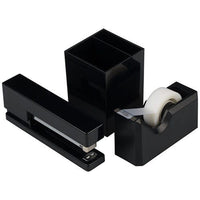 JAM Paper Desk Trio Stapler, Tape Dispenser & Pen Holder Pack - Black-Colour: Jet Black