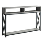 Monarch Specialties 3572 48"L Accent Table - Grey/Black Metal Hall Console-Durable wood look surface with a contemporary Grey wash finish