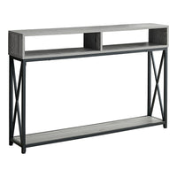 Monarch Specialties 3572 48"L Accent Table - Grey/Black Metal Hall Console-Durable wood look surface with a contemporary Grey wash finish