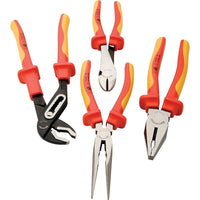 Dynamic Tools 4 Piece Plier Set, Insulated Handles-Contains: 8" Linesman Pliers, 8" Diagonal Cutting Pliers, 8" Long Nose Pliers, 10" Box Joint Water Pump Pliers