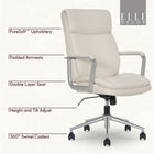 Elle Décor Lisette Ellegant Office Chair - 25-1/2" W x 29" D x 40-3/4"-44-1/2" H - Ivory-Pneumatic lift for seat height