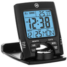 Marathon - Réveil de voyage avec calendrier et température, noir-COMPACT - taille idéale pour le voyage