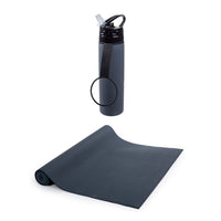 Bodico Yoga Mat & Silicone Water Bottle Set - Black-Includes one yoga mat and a silicone water bottle, a perfect combo for your workouts