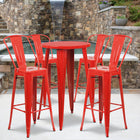 Ensemble de table bar ronde en métal rouge avec 4 tabourets à café, intérieur/extérieur, 24 po [CH-51080BH-4-30CAFE-RED-GG]-24 larg. x 24 prof. x 41 haut. (po)