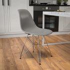 Flash Furniture Elon Series Plastic Chair with Chrome Base - Moss Grey-Adjustable Floor Glides