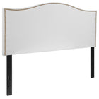 Flash Furniture - Tête de lit Lexington double rembourrée avec garniture pour clous décoratifs en tissu blanc-Tête de lit à panneau avec dessus arqué