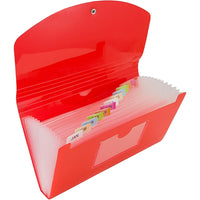 JAM Paper 13-Pocket Expanding File with Button & String Closure, Check Size, 5" x 10.5", Red, 2 Pack (2167012z)-Red