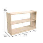 Flash Furniture Bright Beginnings Commercial Grade Extra Wide 2 Shelf Wooden Classroom Open Storage, Safe, Kid Friendly -Natural-Resists Yellowing, Stains, and Scratches