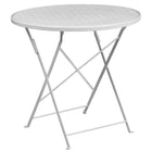 30'' Round White Indoor-Outdoor Steel Folding Patio Table Set with 2 Round Back Chairs [CO-30RDF-03CHR2-WH-GG]-Designed for Indoor and Outdoor Use