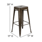 Flash Furniture 30" High Metal Indoor Bar Stool in Gun Metal Grey - Stackable Set of 4-Suitable for kitchen islands and restaurants