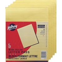 Hilroy Figuring Pads, 8-3/8" x 10-7/8", Wide-Ruled, Canary, 80 Sheets, 5 Pack-Sheets come away cleanly and easily