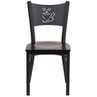 Flash Furniture - Chaise de restaurant de la série HERCULES en métal noir avec dossier tasse de café - siège en bois de noyer-Ensemble de 2 chaises de salle à manger en métal