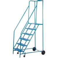 Kleton Rolling Step Ladders, 6 Steps, 22" Step Width, 55" Platform Height, Steel-Frame Material: Steel