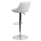 Flash Furniture Contemporary Vinyl Bucket Seat Adjustable Height Barstool - White - 2 Pack-Bucket Seat