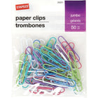 Staples Jumbo Vinyl-Coated Paper Clips - Assorted Fashion Colours - 50 Pack-Vinyl clips slide easily