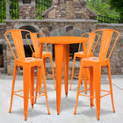 Ensemble de table de bar ronde 30 po en métal orange avec 4 tabourets à café, intérieur/extérieur [CH-51090BH-4-30CAFE-OR-GG]-30 larg. x 30 prof. x 41 haut. (po)