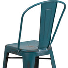 Flash Furniture Commercial Grade 24" High Distressed Kelly Blue-Teal Metal Indoor-Outdoor Counter Height Stool with Back-Cross Brace under seat provides extra stability
