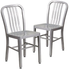 Flash Furniture Commercial Grade Silver Metal Indoor-Outdoor Chairs-Set of 2 Industrial Modern Chairs