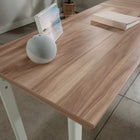Sauder - 427476 Bergen Circle Desk Return - Kiln Acacia-Melamine top surface is heat, stain and scratch resistant.