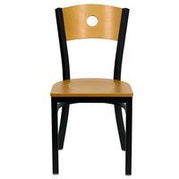 Flash Furniture HERCULES Series Black Circle Back Metal Restaurant Chair - Natural Wood Back & Seat - 2 Pack-Set of 2 Metal Dining Chairs