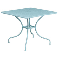 Flash Furniture 35.5" Square Indoor-Outdoor Steel Patio Table - Sky Blue-Patio Table