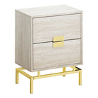 Monarch Specialties 3493 Accent Table - 24"H/Beige Marble/Gold Metal-Spacious rectangular table top in an elegant beige marble-look finish