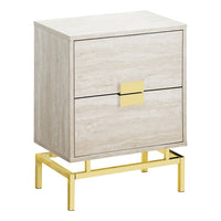 Monarch Specialties 3493 Accent Table - 24"H/Beige Marble/Gold Metal-Spacious rectangular table top in an elegant beige marble-look finish