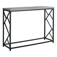 Monarch Specialties 3532 Accent Table - 44"L/Grey/Black Metal Hall Console-Makes a statement as an entryway console table with its modern Grey wash table top finish