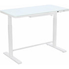 Uncaged Ergonomics Rise Up Glass Top Electric Height Adjustable Sit/Stand Desk - White-Affordable Electric Glass Top Standing Desk