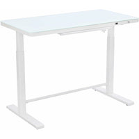 Uncaged Ergonomics Rise Up Glass Top Electric Height Adjustable Sit/Stand Desk - White-Affordable Electric Glass Top Standing Desk