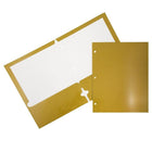 JAM Paper 2 Pocket Laminated Glossy 3 Hole Punched School Folders, Gold, 25 Pack-Gold Glossy Cardstock Folders