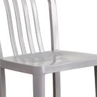 Flash Furniture Commercial Grade 24" High Silver Metal Indoor-Outdoor Counter Height Stool with Vertical Slat Back - 2 Pack-Galvanized Steel Construction