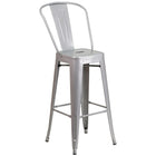 Ensemble de table bar ronde en métal argenté avec 4 tabourets à café, intérieur/extérieur, 24 po [CH-51080BH-4-30CAFE-SIL-GG]-4