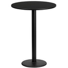 Flash Furniture 24'' Round Laminate Table Top, Black with 18'' Round Bar-Height Table Base (XURD24BKTR18B)-Bar Height Hospitality Table