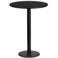 Flash Furniture 24'' Round Laminate Table Top, Black with 18'' Round Bar-Height Table Base (XURD24BKTR18B)-Bar Height Hospitality Table