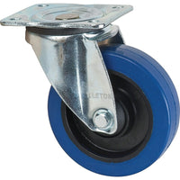 Kleton - Roulette Bleue, Pivotant, 5po (127 Mm), Caoutchouc, 400 Lb (181 Kg), paquet de 5-Dia. des trous de boulon 3/8po (9,52 mm)