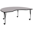 Flash Furniture Mobile 48''W x 72''L Kidney-Shaped Activity Table, Gray Laminate Top, Preschool Legs (XUA4872KIDGYTPC)-Gray/Chrome, Laminate, Steel
