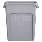 Rubbermaid Slim Jim Vented Waste Container - Grey - 16 Gal 60L-25."Hx11"W x 22"L