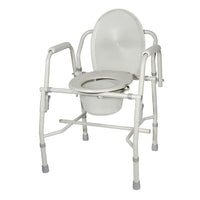 Drive MedicalMD – Chaise d’aisance en acier aux bras réglables en hauteur avec accoudoirs rembourrés-Gris, acier
