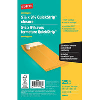 Staples Kraft Catalogue Envelopes - 5-7/8" x 9-5/8" - 25 Pack-Small envelope is designed to fit letter-sized documents and paperwork folded in half, cards, small brochures or catalogues and more