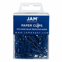 JAM Paper Colored Standard 1" Paper Clips - Dark Blue - 3 Packs of 100-Color: Dark Blue