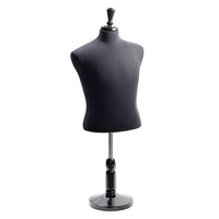 Eddie's Hang-Up Display Ltd. Male Shirt Form, Neck Block, Short Base, Black Jersey, Adjustable (154007)-These shirt forms make pinning garments simple for super easy displays