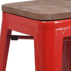 Flash Furniture 24" High Backless Metal Counter Height Stool with Square Wood Seat - Red-Stack Quantity: 4-8