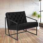 Flash Furniture - Chaise longue touffetée en cuir noir de la série HERCULES Madison-Coussins de siège et de dossier fixes