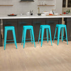Flash Furniture 30" Bar Stool - Stackable - Teal - 4 Pack (4ET3132030TLR)-Designed for Indoor Use Only