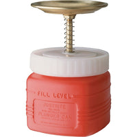 Justrite Plunger Cans, 1 Qt, 5 1/2" x 9"-Dispense flammable liquids and solvents safely onto cloths or swabs without waste or exposure