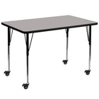 Flash Furniture Mobile 36"W x 72"L Rectangular Grey HP Laminate Activity Table - Standard Height Adjustable Legs-Popular Rectangular Activity Table