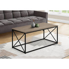 Monarch Specialties 3786 Coffee Table - 40"L/Dark Taupe/Black Metal-Add its bright black metal X shaped frame and you have a super-stylish center table that can handle your coffee, tea, books, laptop/tablet or any other decor items